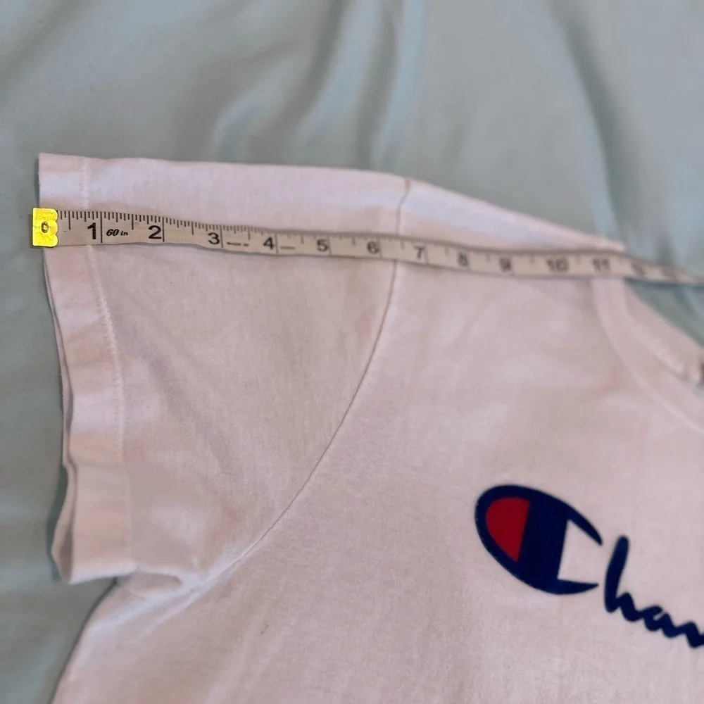 Champion 90s Mens XL White Felt Logo Applique Short Sleeve Casual Grunge. - Picture 5 of 13
